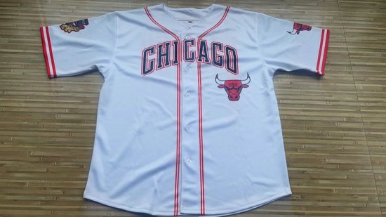 NBA Chicago Bulls Maillot manche courte blanc imprimé